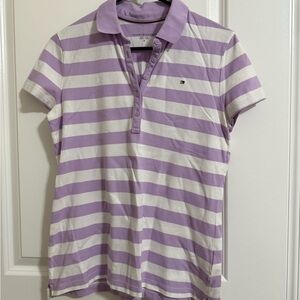 NWOT Tommy Hilfiger Lavender and White Striped Polo